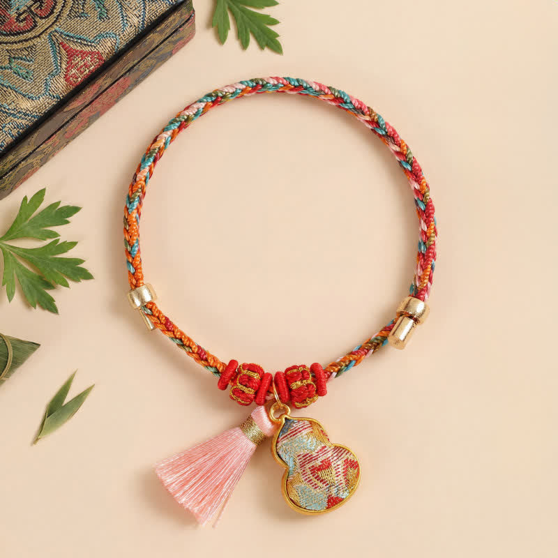 Nimara Ritual Handwoven Five Color Apple Money Bag Gourd Chinese Lock Charm Protection Bracelet