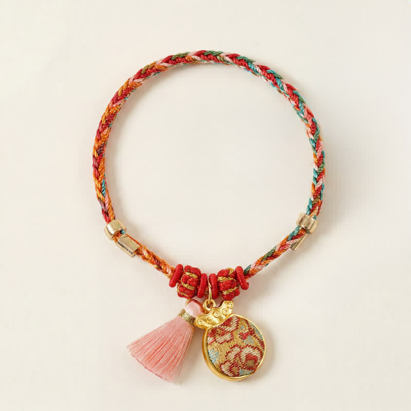 Nimara Ritual Handwoven Five Color Apple Money Bag Gourd Chinese Lock Charm Protection Bracelet