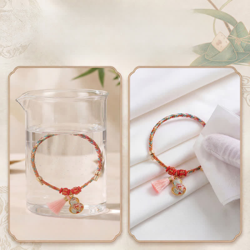 Nimara Ritual Handwoven Five Color Apple Money Bag Gourd Chinese Lock Charm Protection Bracelet