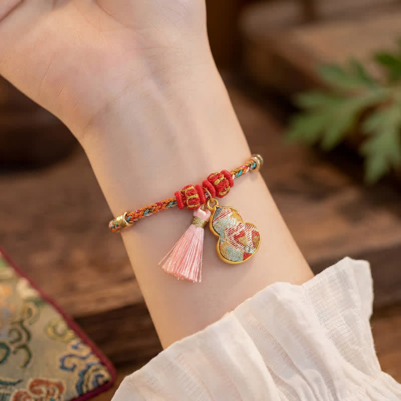 Nimara Ritual Handwoven Five Color Apple Money Bag Gourd Chinese Lock Charm Protection Bracelet