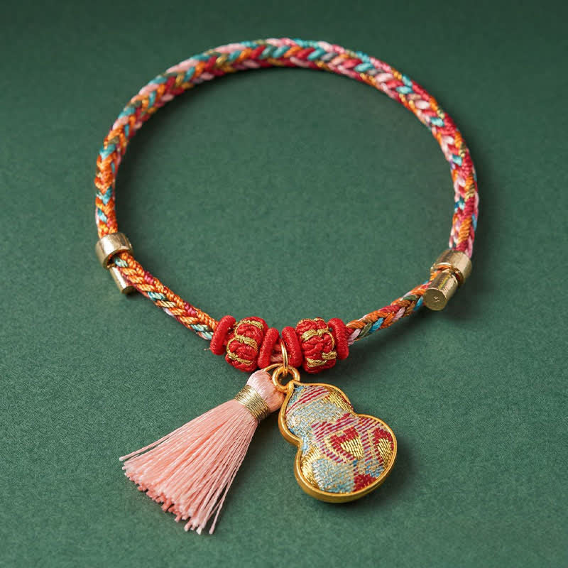 Nimara Ritual Handwoven Five Color Apple Money Bag Gourd Chinese Lock Charm Protection Bracelet