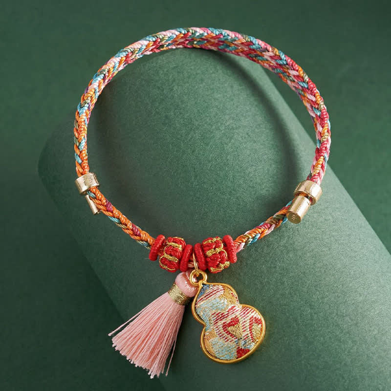 Nimara Ritual Handwoven Five Color Apple Money Bag Gourd Chinese Lock Charm Protection Bracelet