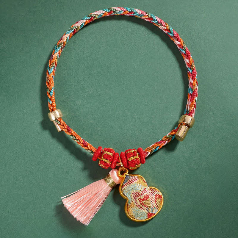 Nimara Ritual Handwoven Five Color Apple Money Bag Gourd Chinese Lock Charm Protection Bracelet