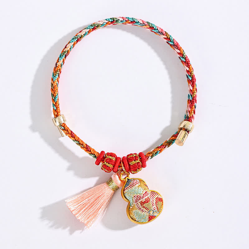 Nimara Ritual Handwoven Five Color Apple Money Bag Gourd Chinese Lock Charm Protection Bracelet