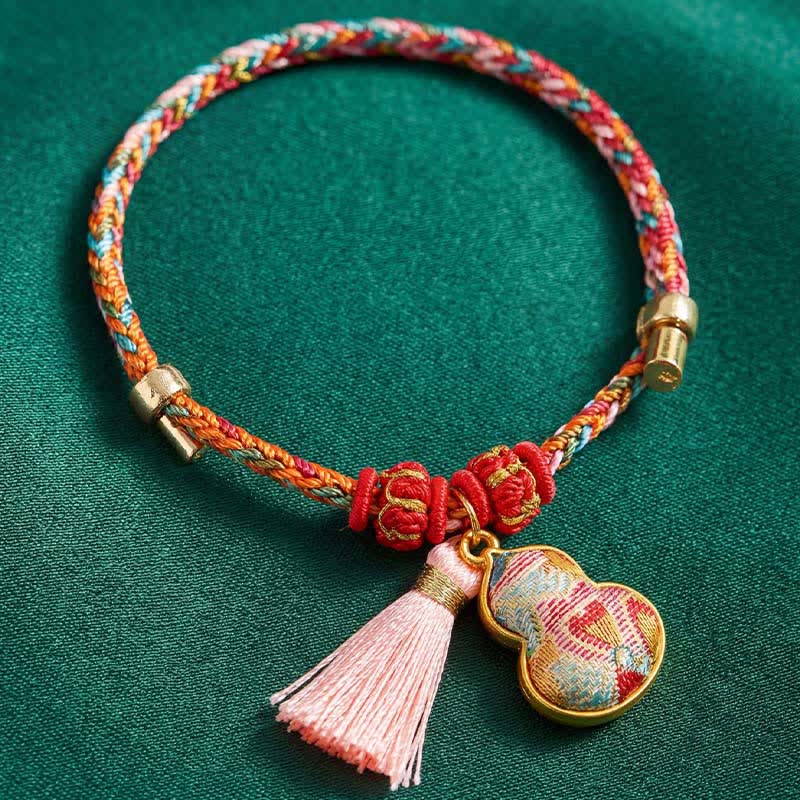 Nimara Ritual Handwoven Five Color Apple Money Bag Gourd Chinese Lock Charm Protection Bracelet