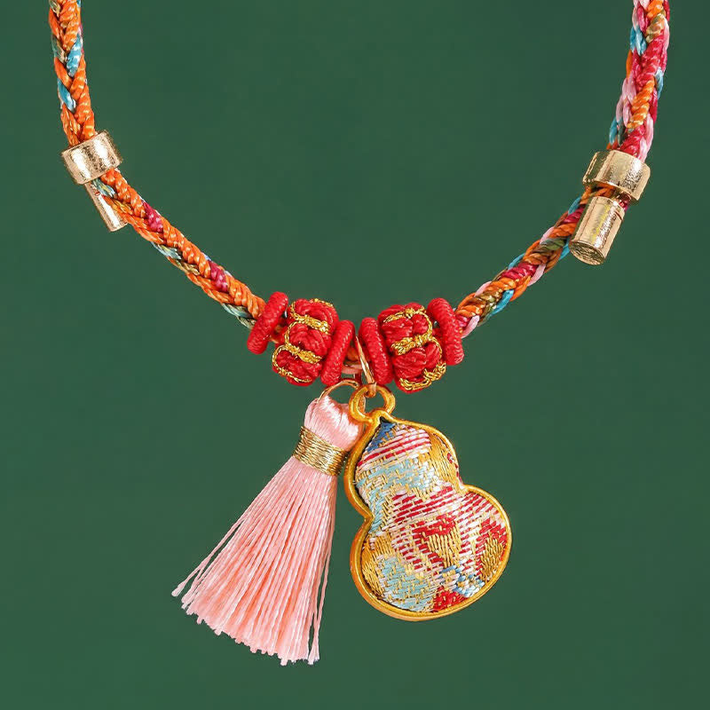 Nimara Ritual Handwoven Five Color Apple Money Bag Gourd Chinese Lock Charm Protection Bracelet