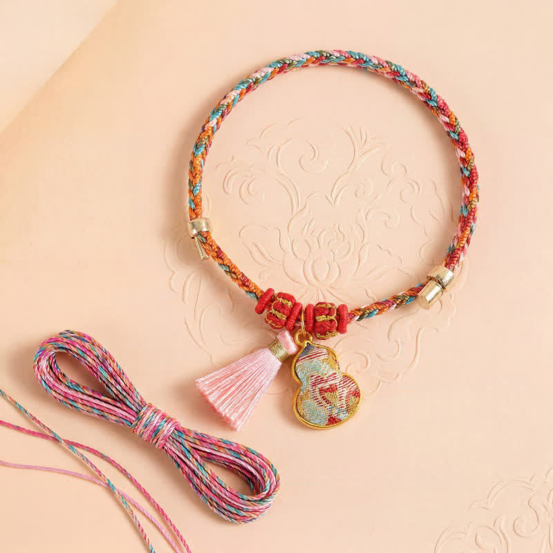 Nimara Ritual Handwoven Five Color Apple Money Bag Gourd Chinese Lock Charm Protection Bracelet