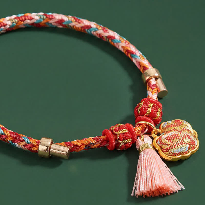 Nimara Ritual Handwoven Five Color Apple Money Bag Gourd Chinese Lock Charm Protection Bracelet