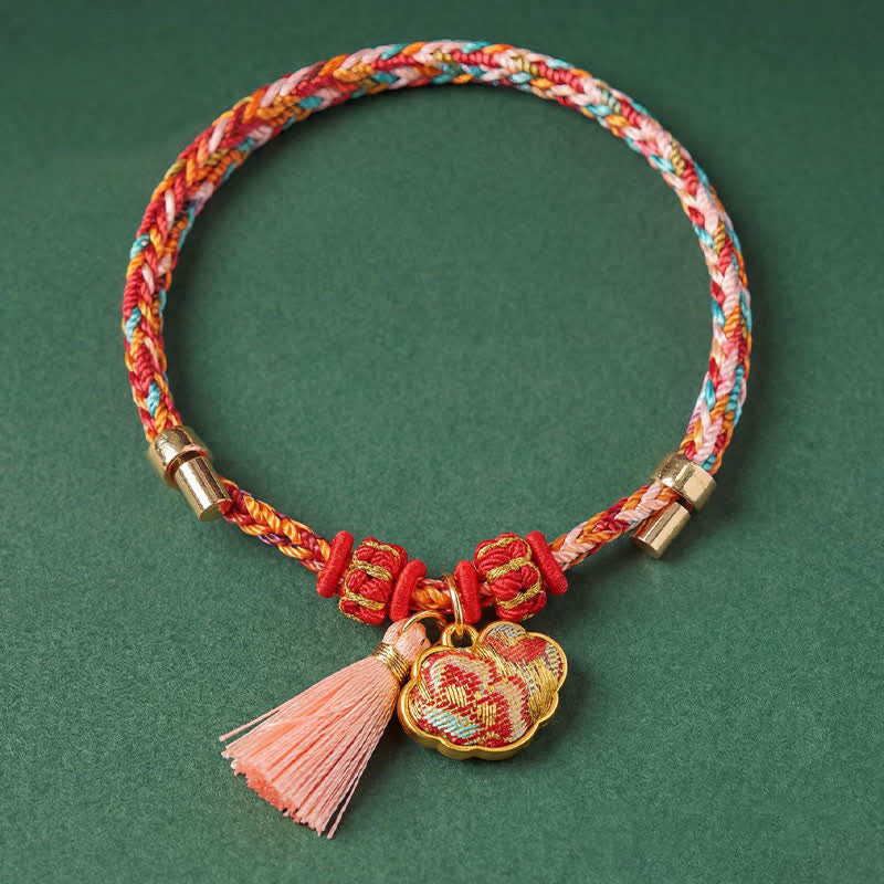 Nimara Ritual Handwoven Five Color Apple Money Bag Gourd Chinese Lock Charm Protection Bracelet