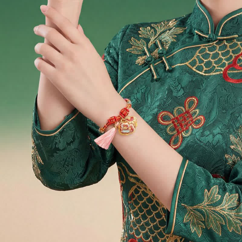 Nimara Ritual Handwoven Five Color Apple Money Bag Gourd Chinese Lock Charm Protection Bracelet