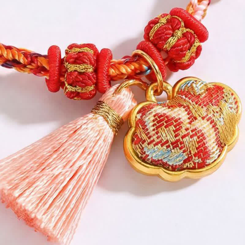 Nimara Ritual Handwoven Five Color Apple Money Bag Gourd Chinese Lock Charm Protection Bracelet