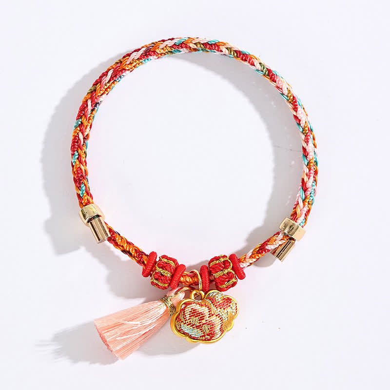 Nimara Ritual Handwoven Five Color Apple Money Bag Gourd Chinese Lock Charm Protection Bracelet