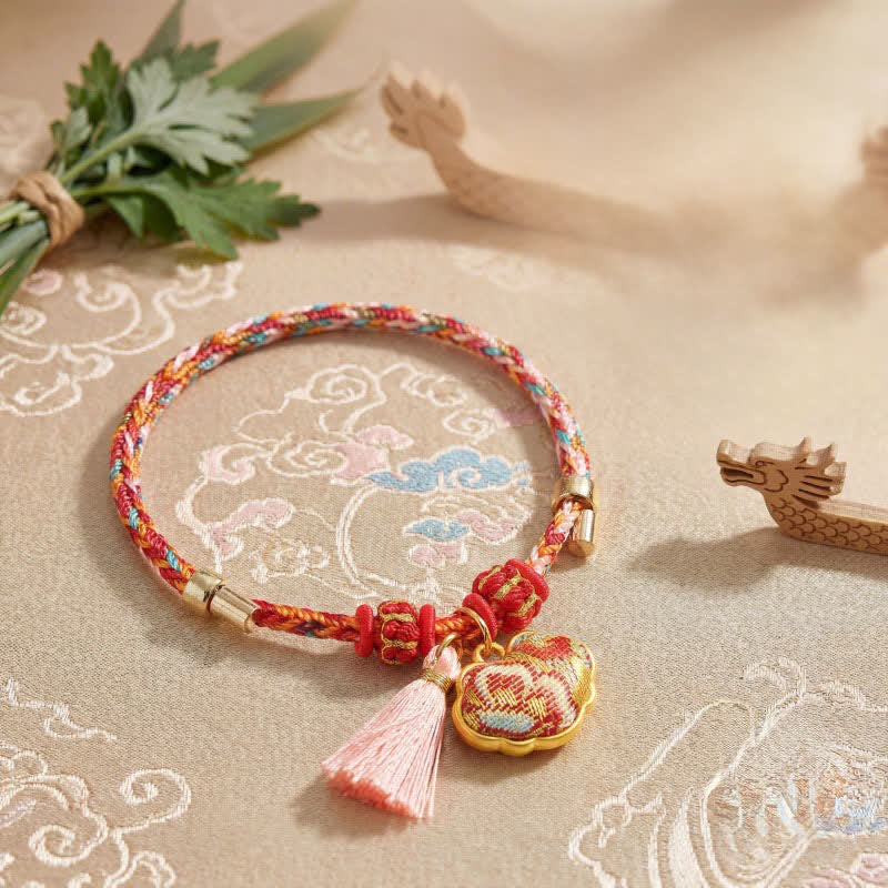 Nimara Ritual Handwoven Five Color Apple Money Bag Gourd Chinese Lock Charm Protection Bracelet