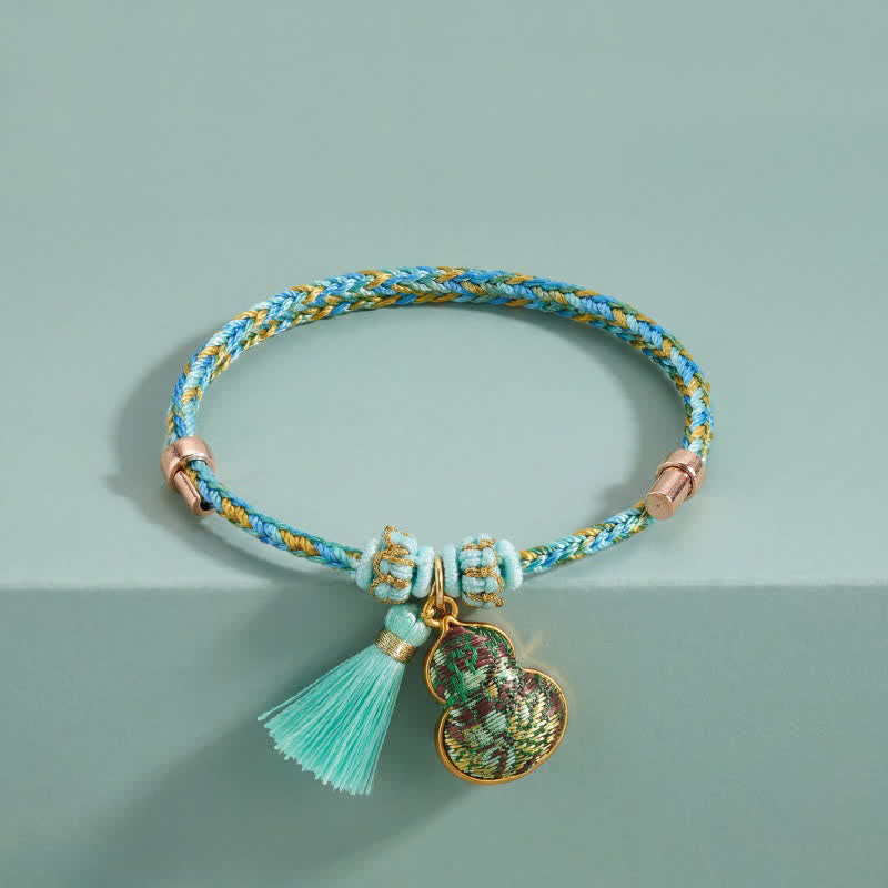Nimara Ritual Hand-Woven Five-Color Cord Luck Green Song Brocade Zongzi Apple Money Bag Chinese Lock Charm Gourd Bracelet