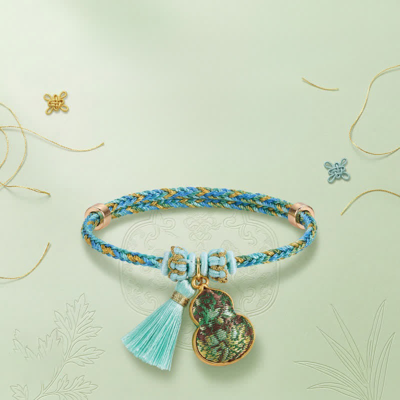 Nimara Ritual Hand-Woven Five-Color Cord Luck Green Song Brocade Zongzi Apple Money Bag Chinese Lock Charm Gourd Bracelet