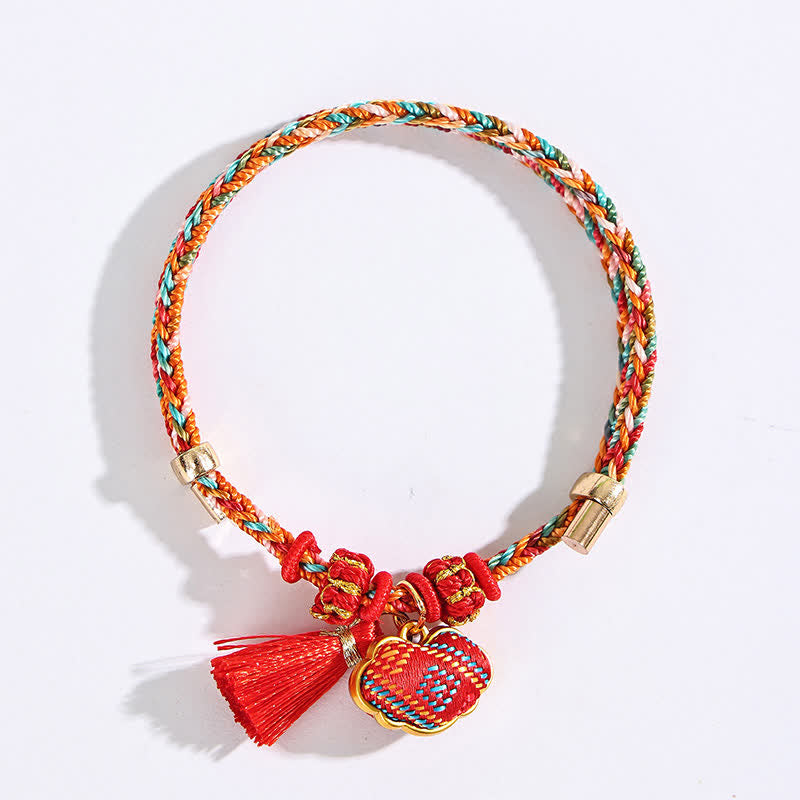 Nimara Ritual Handmade Five-Color Cord Luck Red Song Brocade Chinese Lock Charm Apple Money Bag Gourd Zongzi Braided Bracelet