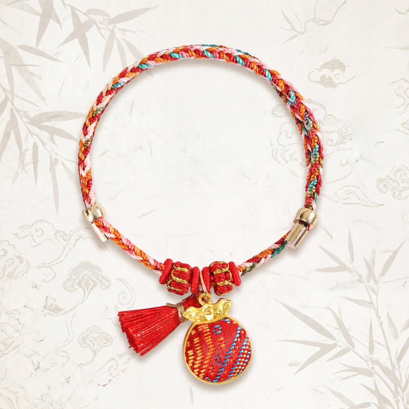 Nimara Ritual Handmade Five-Color Cord Luck Red Song Brocade Chinese Lock Charm Apple Money Bag Gourd Zongzi Braided Bracelet