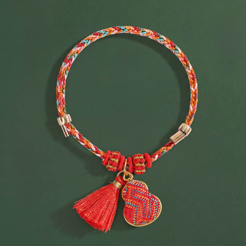 Nimara Ritual Handmade Five-Color Cord Luck Red Song Brocade Chinese Lock Charm Apple Money Bag Gourd Zongzi Braided Bracelet