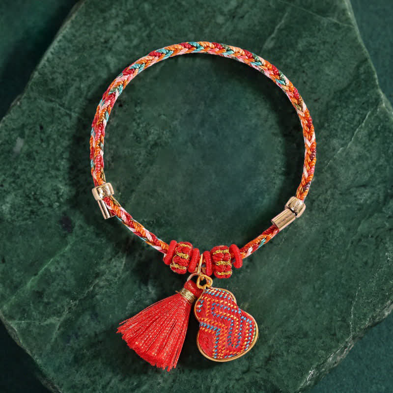 Nimara Ritual Handmade Five-Color Cord Luck Red Song Brocade Chinese Lock Charm Apple Money Bag Gourd Zongzi Braided Bracelet