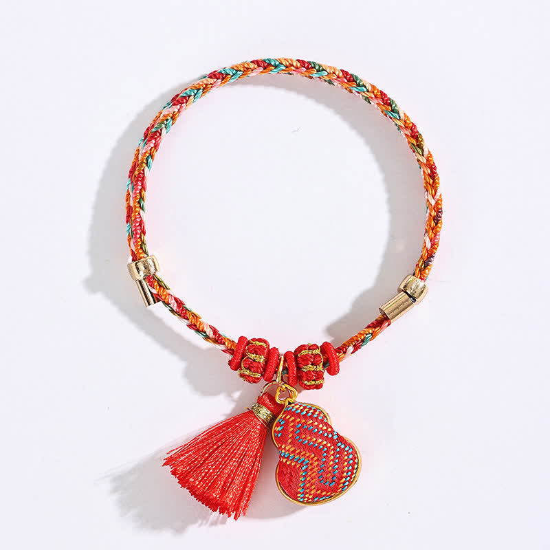 Nimara Ritual Handmade Five-Color Cord Luck Red Song Brocade Chinese Lock Charm Apple Money Bag Gourd Zongzi Braided Bracelet