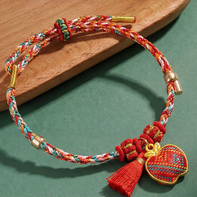 Nimara Ritual Handmade Five-Color Cord Luck Red Song Brocade Chinese Lock Charm Apple Money Bag Gourd Zongzi Braided Bracelet