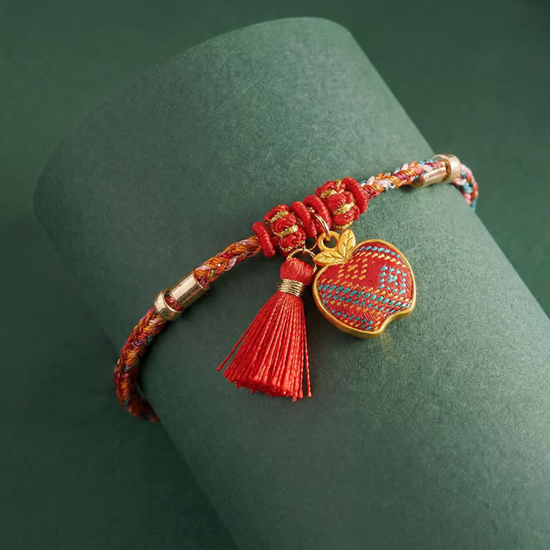 Nimara Ritual Handmade Five-Color Cord Luck Red Song Brocade Chinese Lock Charm Apple Money Bag Gourd Zongzi Braided Bracelet