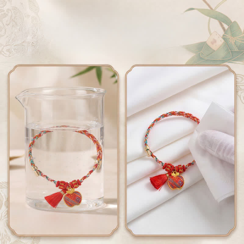 Nimara Ritual Handmade Five-Color Cord Luck Red Song Brocade Chinese Lock Charm Apple Money Bag Gourd Zongzi Braided Bracelet