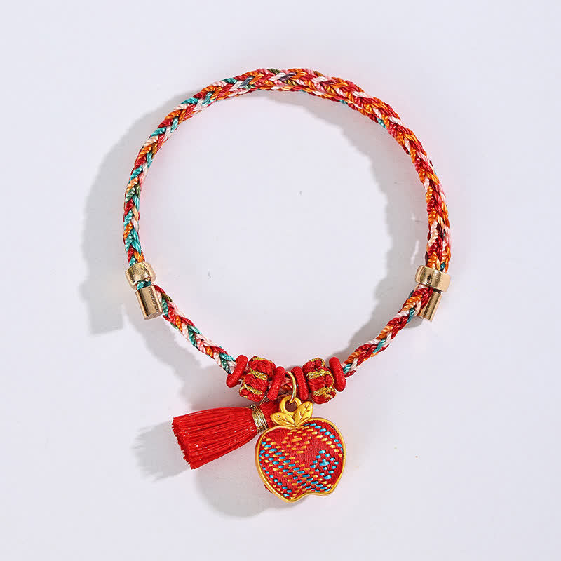 Nimara Ritual Handmade Five-Color Cord Luck Red Song Brocade Chinese Lock Charm Apple Money Bag Gourd Zongzi Braided Bracelet