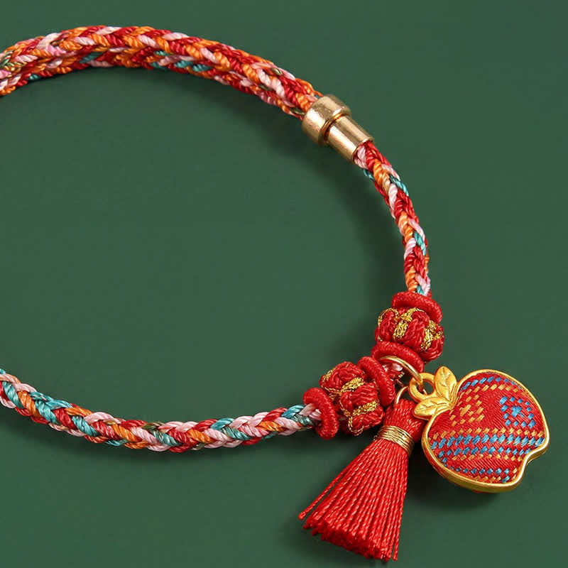 Nimara Ritual Handmade Five-Color Cord Luck Red Song Brocade Chinese Lock Charm Apple Money Bag Gourd Zongzi Braided Bracelet