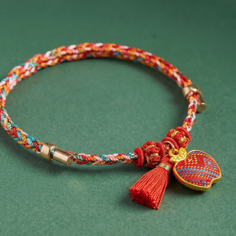 Nimara Ritual Handmade Five-Color Cord Luck Red Song Brocade Chinese Lock Charm Apple Money Bag Gourd Zongzi Braided Bracelet