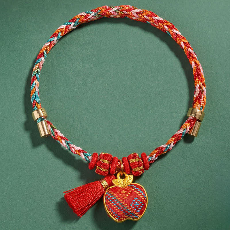 Nimara Ritual Handmade Five-Color Cord Luck Red Song Brocade Chinese Lock Charm Apple Money Bag Gourd Zongzi Braided Bracelet