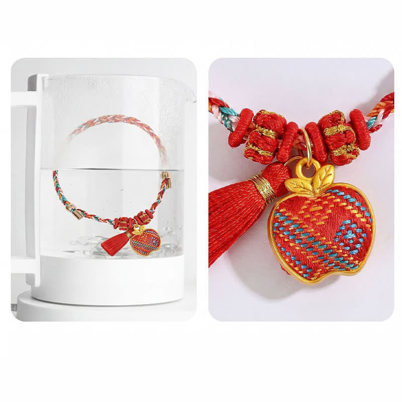 Nimara Ritual Handmade Five-Color Cord Luck Red Song Brocade Chinese Lock Charm Apple Money Bag Gourd Zongzi Braided Bracelet