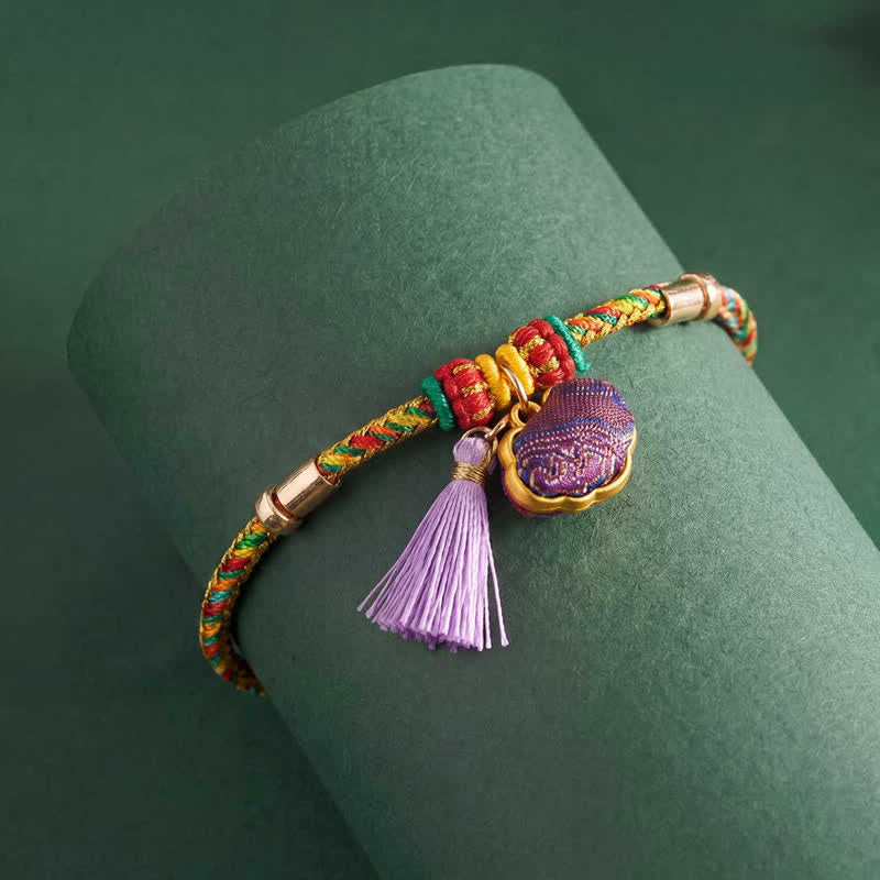 Nimara Ritual Handwoven Five Color Cord Luck Purple Song Brocade Chinese Lock Charm Apple Money Bag Gourd Zongzi Adjustable Bracelet