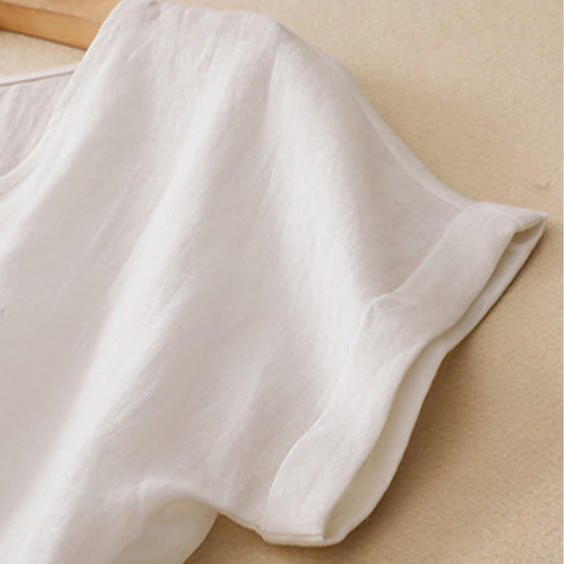 Nimara Ritual Summer Casual Minimalist Side Slit Solid V-Neck Women's Short Sleeve T-Shirts