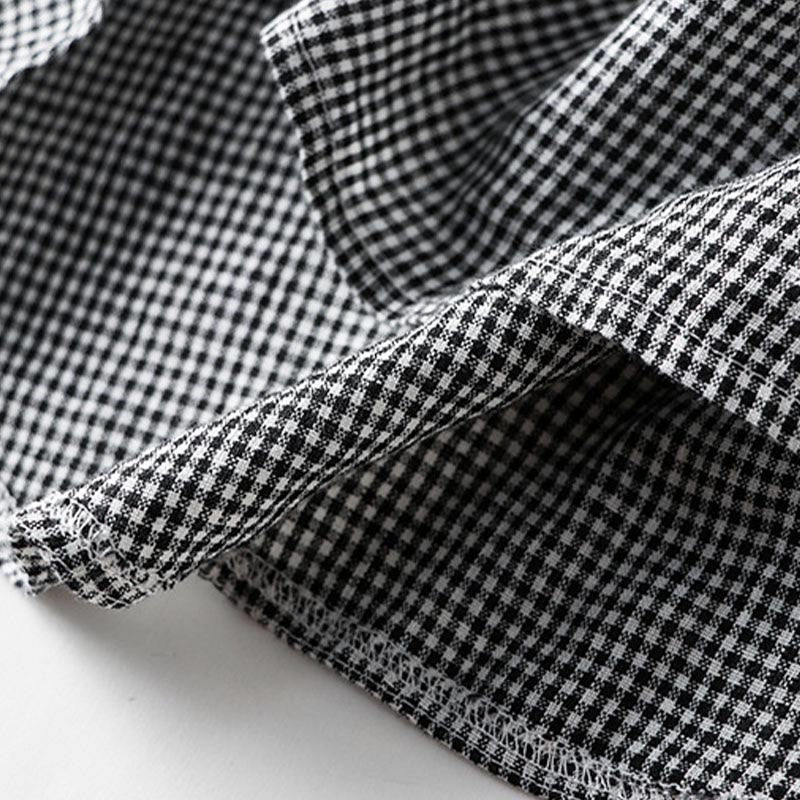 Nimara Ritual Summer Casual Vintage Button-Up Plaid Women's Short Sleeve Dresses