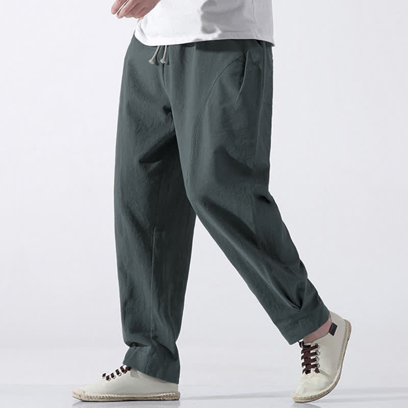 Nimara Ritual Summer Casual Minimalist Drawstring Solid Cotton Cropped Pants Men's Harem Pants With Pocket