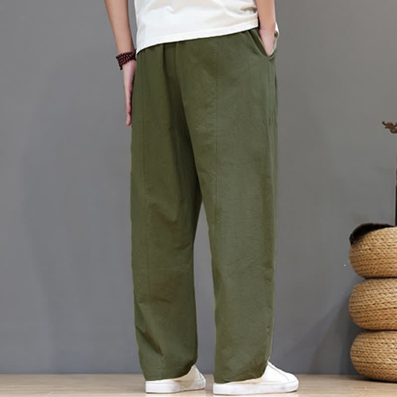 Nimara Ritual Summer Casual Vintage Drawstring Solid Cotton Ankle Pants Men's Harem Pants With Pocket