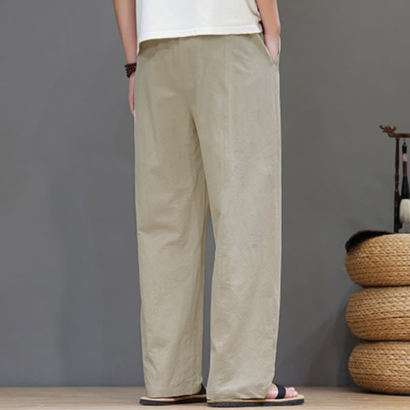 Nimara Ritual Summer Casual Vintage Drawstring Solid Cotton Ankle Pants Men's Harem Pants With Pocket