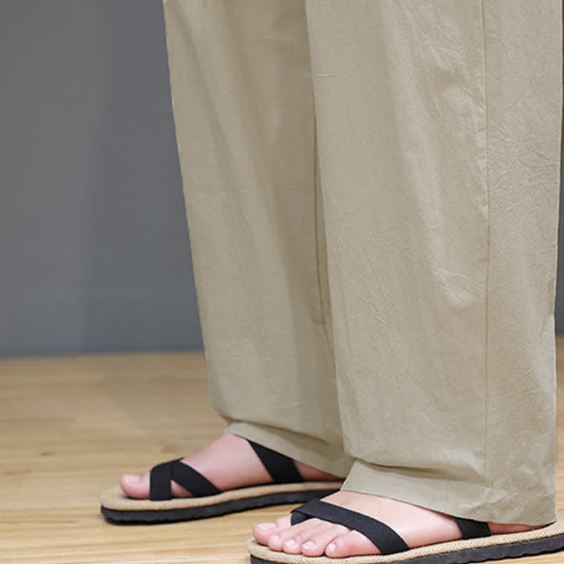 Nimara Ritual Summer Casual Vintage Drawstring Solid Cotton Ankle Pants Men's Harem Pants With Pocket