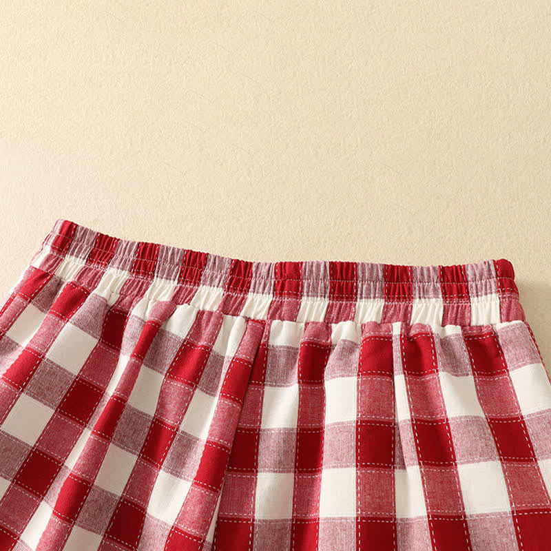 Nimara Ritual Summer Casual Classic Plaid Cropped Pants Women's Harem Pants With Pocket