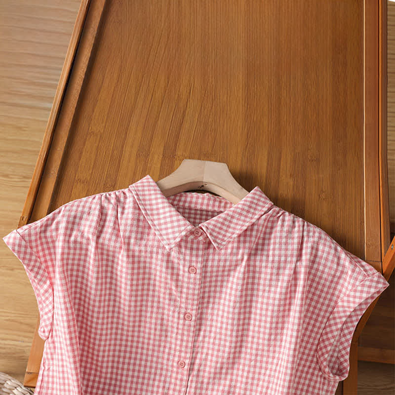 Nimara Ritual Summer Casual Vintage Button-Up Plaid Women's Sleeveless Shirts Tank Top