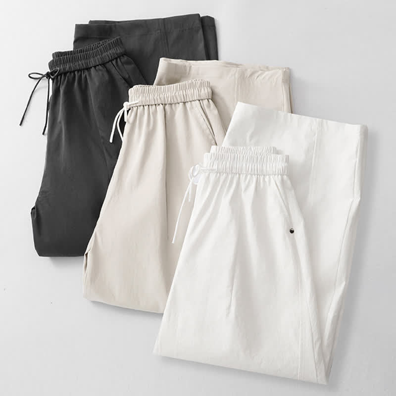 Nimara Ritual Summer Casual Minimalist Drawstring Solid Cotton Ankle Pants Women's Harem Pants With Pocket