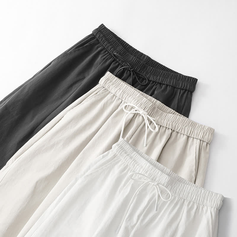 Nimara Ritual Summer Casual Minimalist Drawstring Solid Cotton Ankle Pants Women's Harem Pants With Pocket