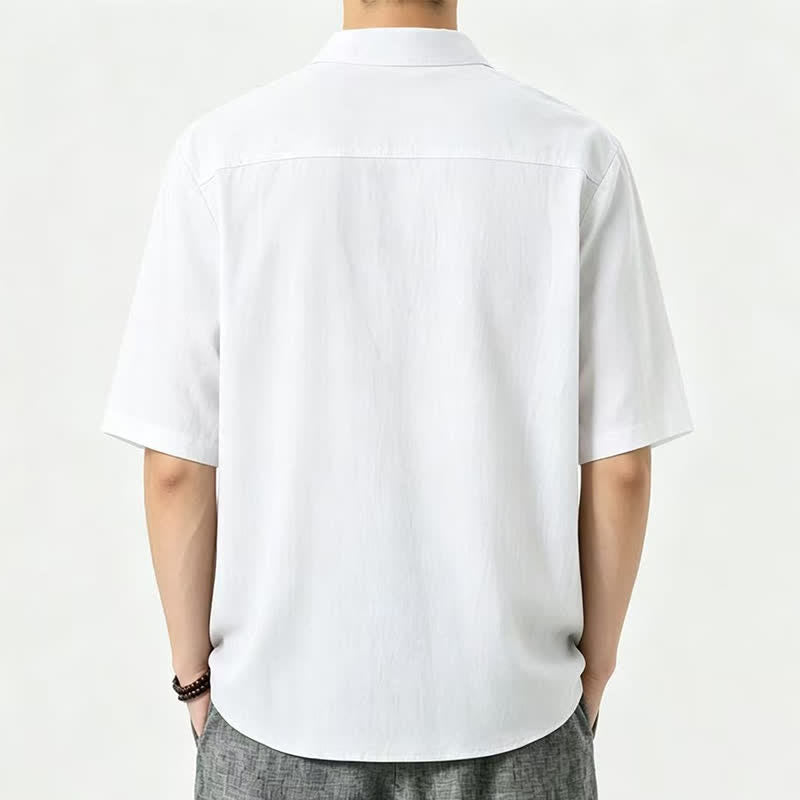 Nimara Ritual Summer Casual Mandarin Collar Solid Men's Short Sleeve Shirts