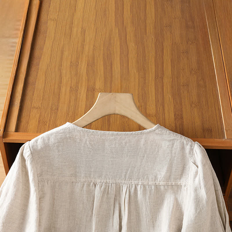 Nimara Ritual Summer Casual Minimalist Button-Up Solid Women's Short Sleeve Shirts With Patch Pocket