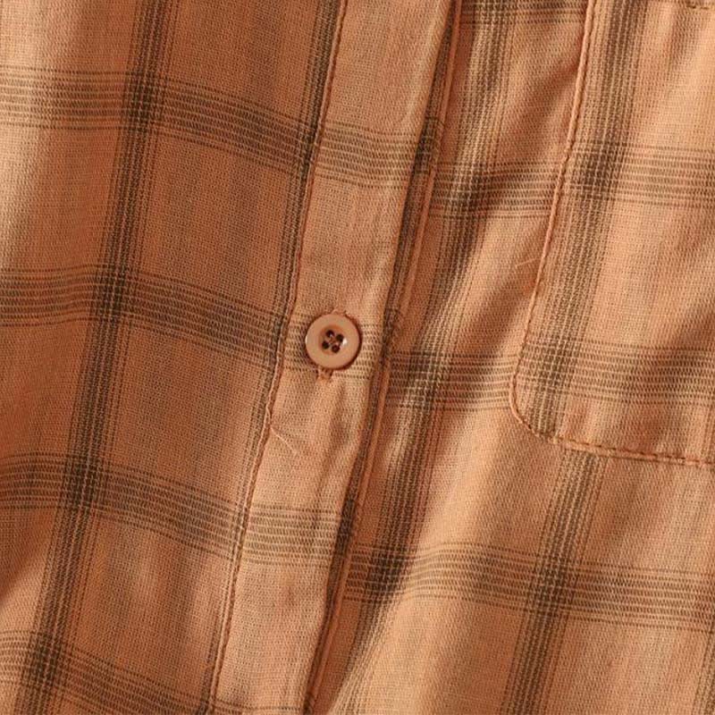 Nimara Ritual Summer Casual Vintage Plaid Women's Short Sleeve Shirts With Patch Pocket