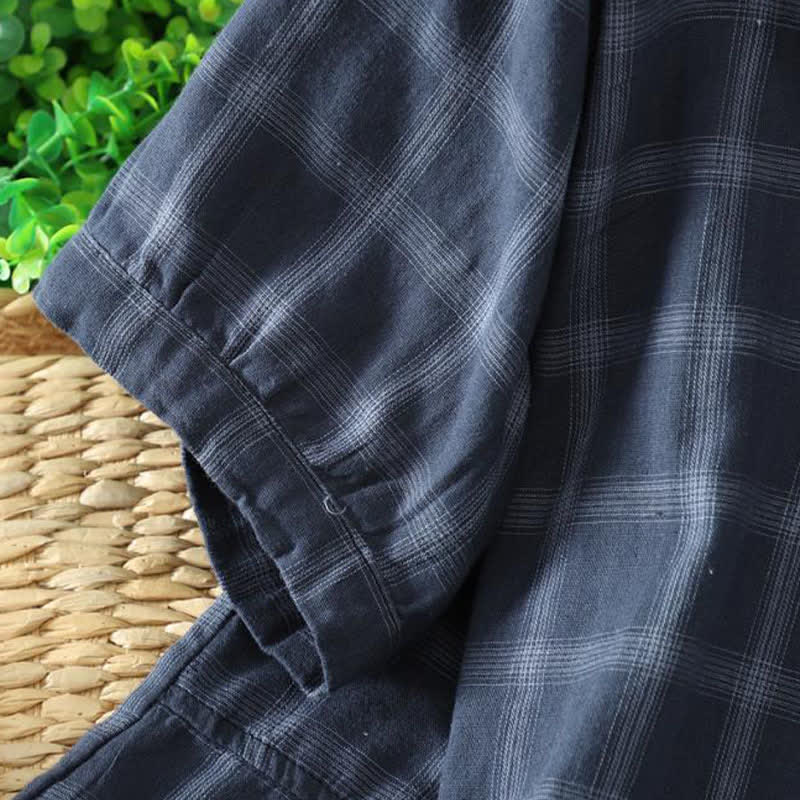 Nimara Ritual Summer Casual Vintage Plaid Women's Short Sleeve Shirts With Patch Pocket