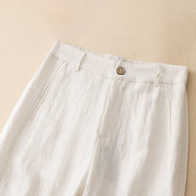 Nimara Ritual Summer Casual Button-Up Solid Zipper Design Ankle Pants Women's Harem Pants With Pocket