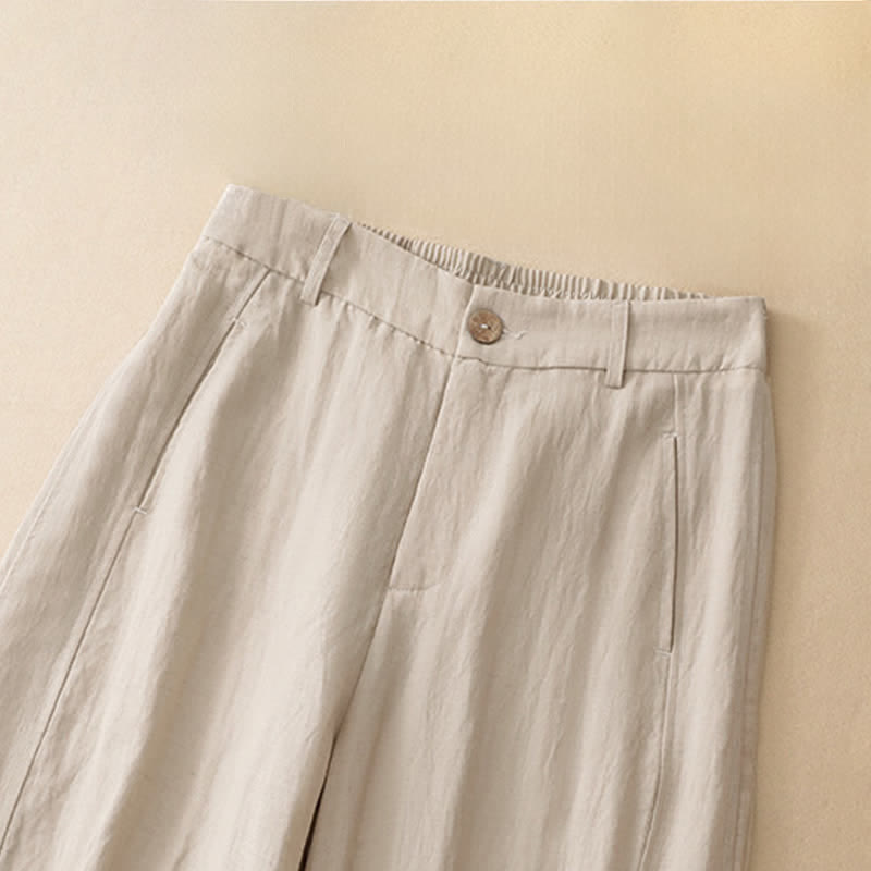 Nimara Ritual Summer Casual Button-Up Solid Zipper Design Ankle Pants Women's Harem Pants With Pocket