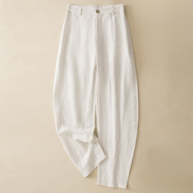 Nimara Ritual Summer Casual Button-Up Solid Zipper Design Ankle Pants Women's Harem Pants With Pocket